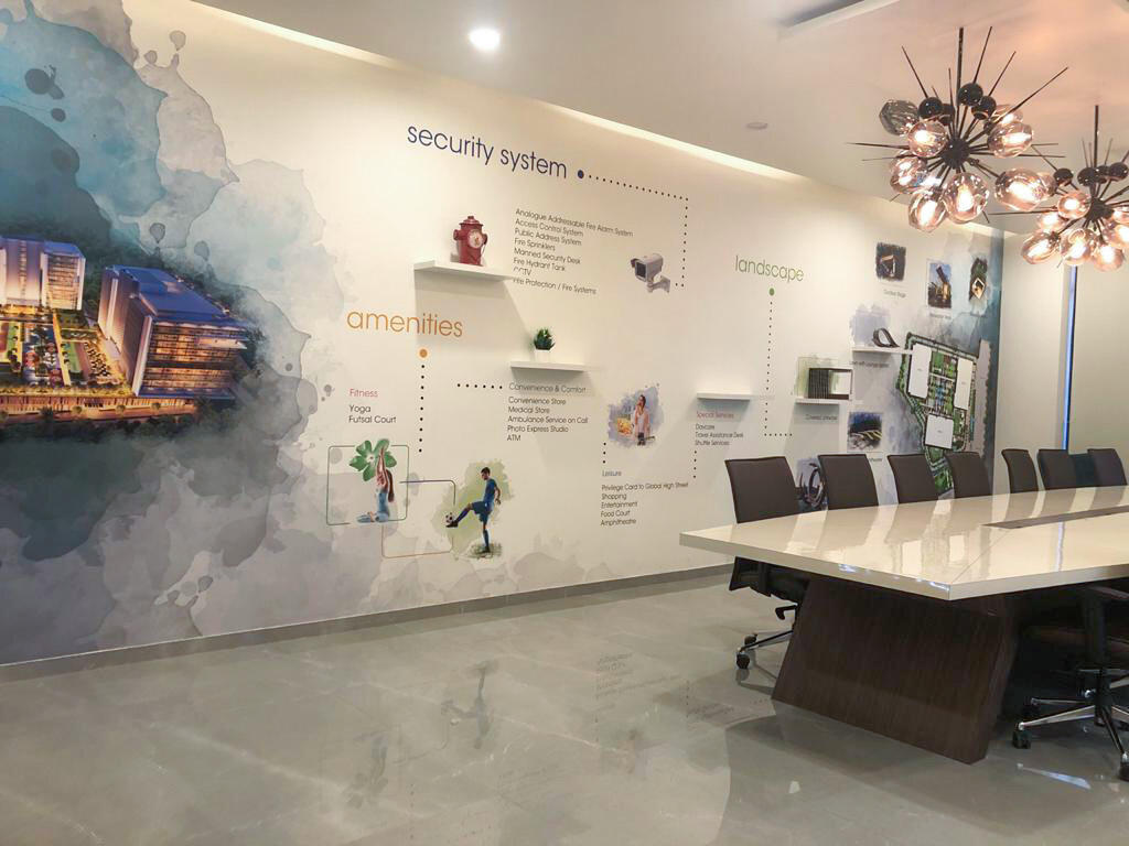 Global SEZ commercial wallpaper installation